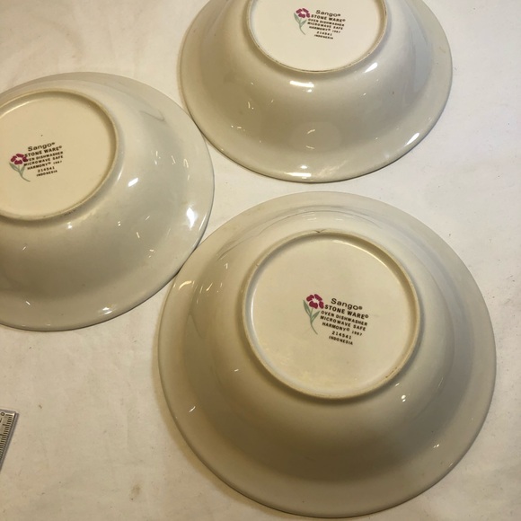 Vintage Sango Stone Ware Ceramic Bowls with Farmhouse Design Set of 3 - Picture 6 of 9
